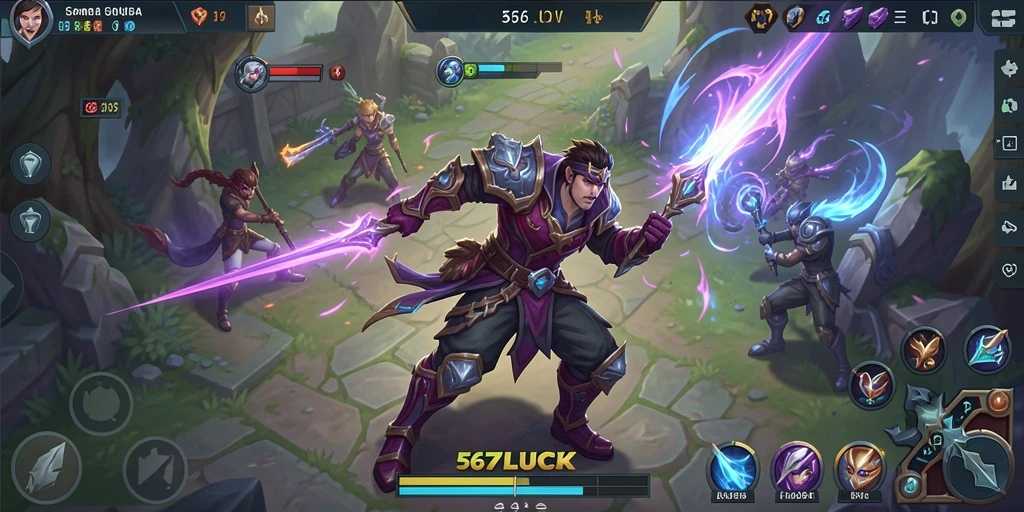 Tangkapan layar utama yang menunjukkan pertempuran seru dalam gameplay MOBA.