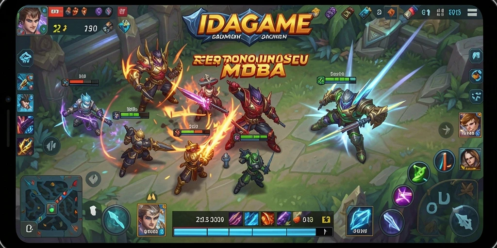 Tangkapan layar utama IDAGAME yang menampilkan aksi seru gameplay MOBA.
