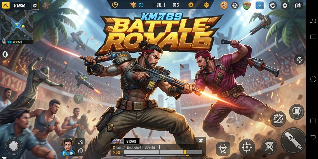 Tampilan gameplay Battle Royale yang seru dan menegangkan.