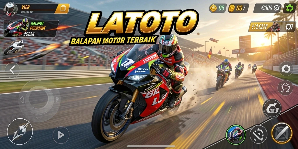 Tampilan gameplay balapan motor yang mendebarkan dan penuh aksi.