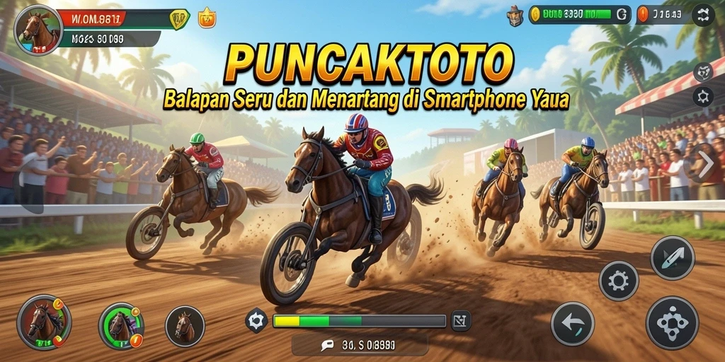 Screenshot PUNCAKTOTO menampilkan saat-saat mendebarkan di balapan.