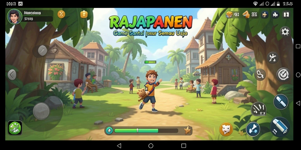 Tampilan gameplay RAJAPANEN yang ceria dan penuh warna.