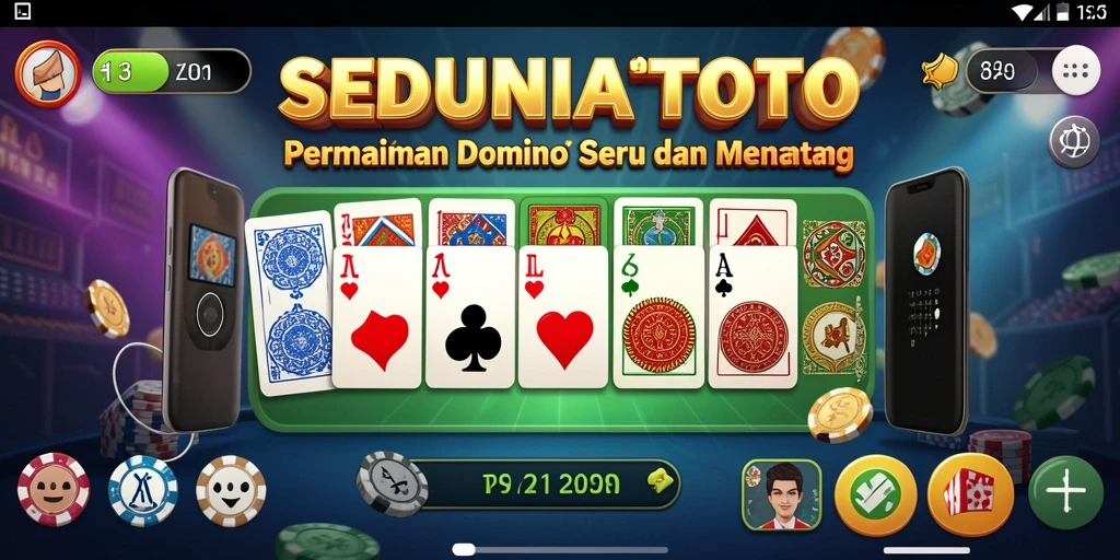 Tampilan gameplay utama SEDUNIATOTO yang menampilkan keseruan bermain Domino.